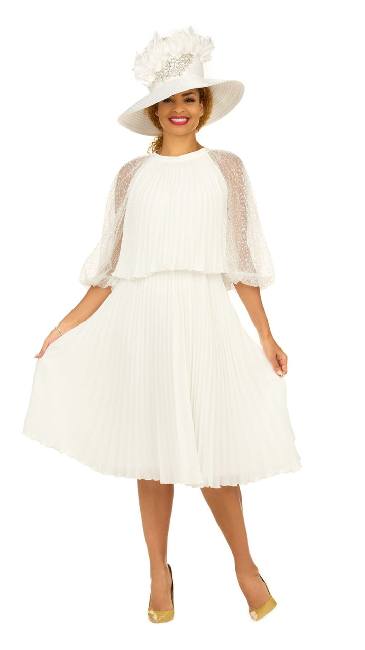 Pleated Chiffon Midi Dress w/ Shimmer Mesh Sleeves - Especially Yours