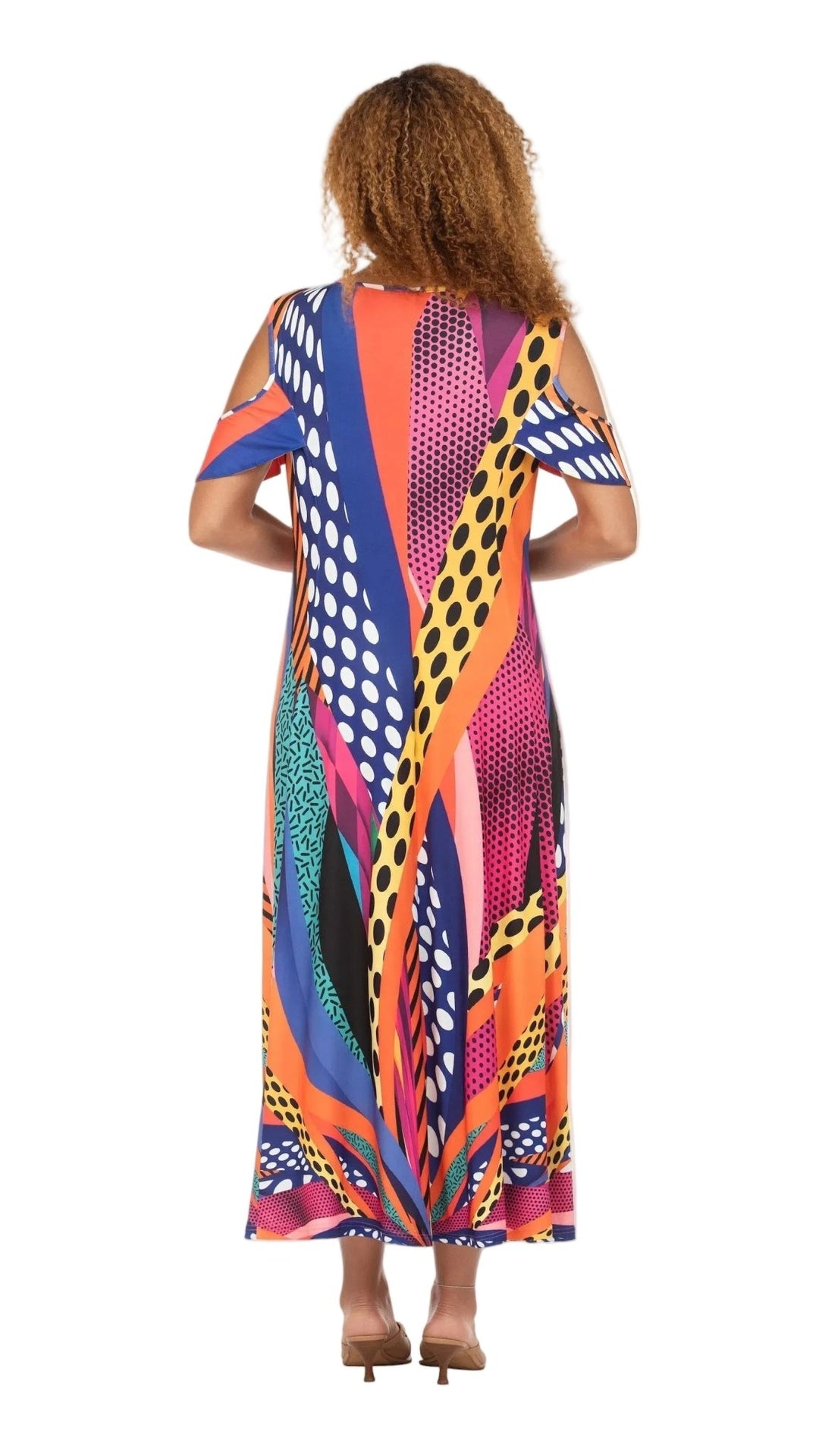 Vibrant Printed Cold-Shoulder Maxi Dress - Especially Yours