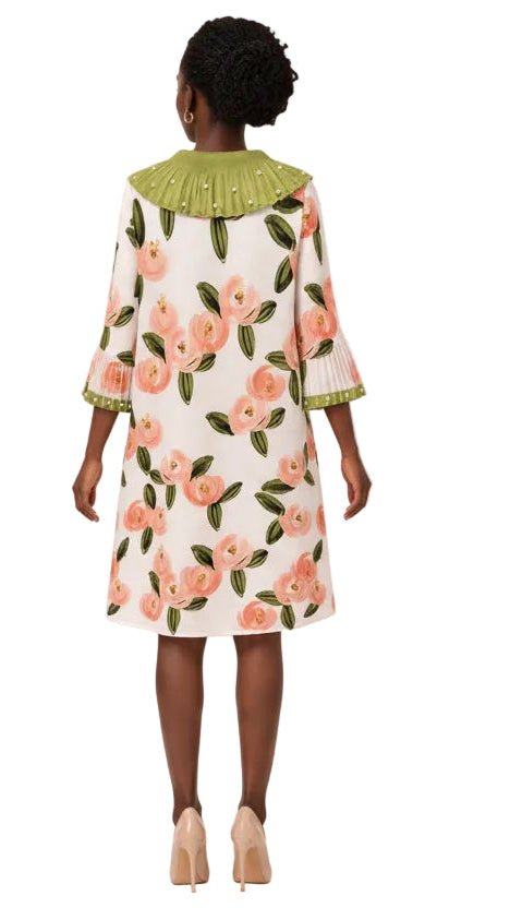Pearl-Trim Pleated Collar Floral Print Mini Dress - Especially Yours