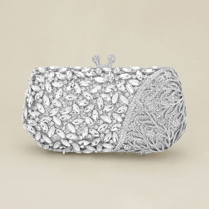 Floral Leaf Crystal Frame Evening Clutch Shoulder Bag - Especially Yours