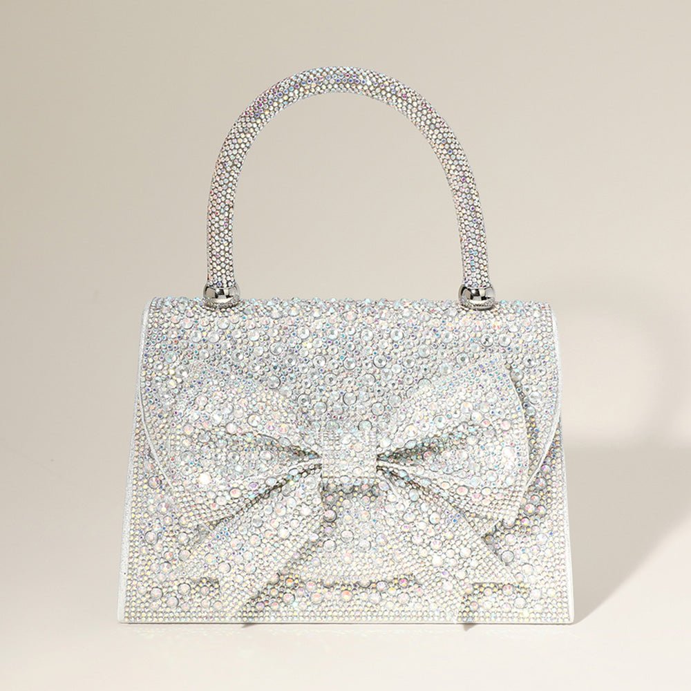 Bling Studded Bow Accented Top Handle Evening Hand Bag / Crossbody Bag - Especially Yours