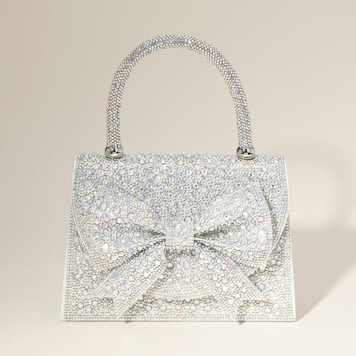 Bling Studded Bow Accented Top Handle Evening Hand Bag / Crossbody Bag - Especially Yours