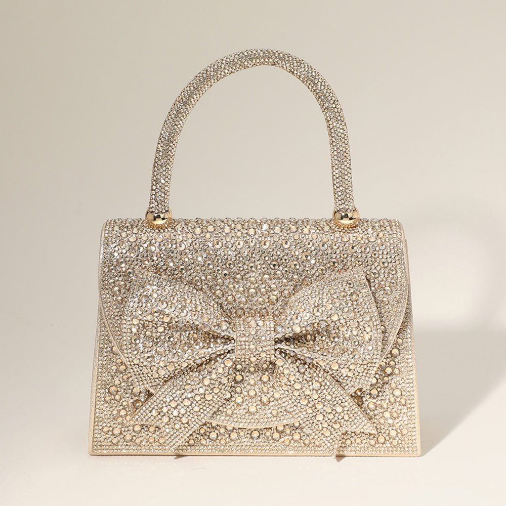 Bling Studded Bow Accented Top Handle Evening Hand Bag / Crossbody Bag - Especially Yours
