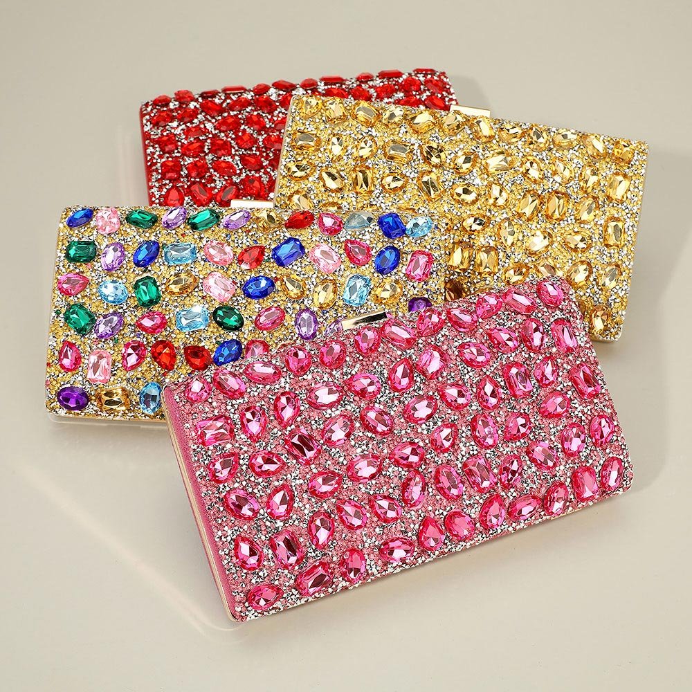 Faceted Stone Embellished Evening Clutch Bag - Especially Yours