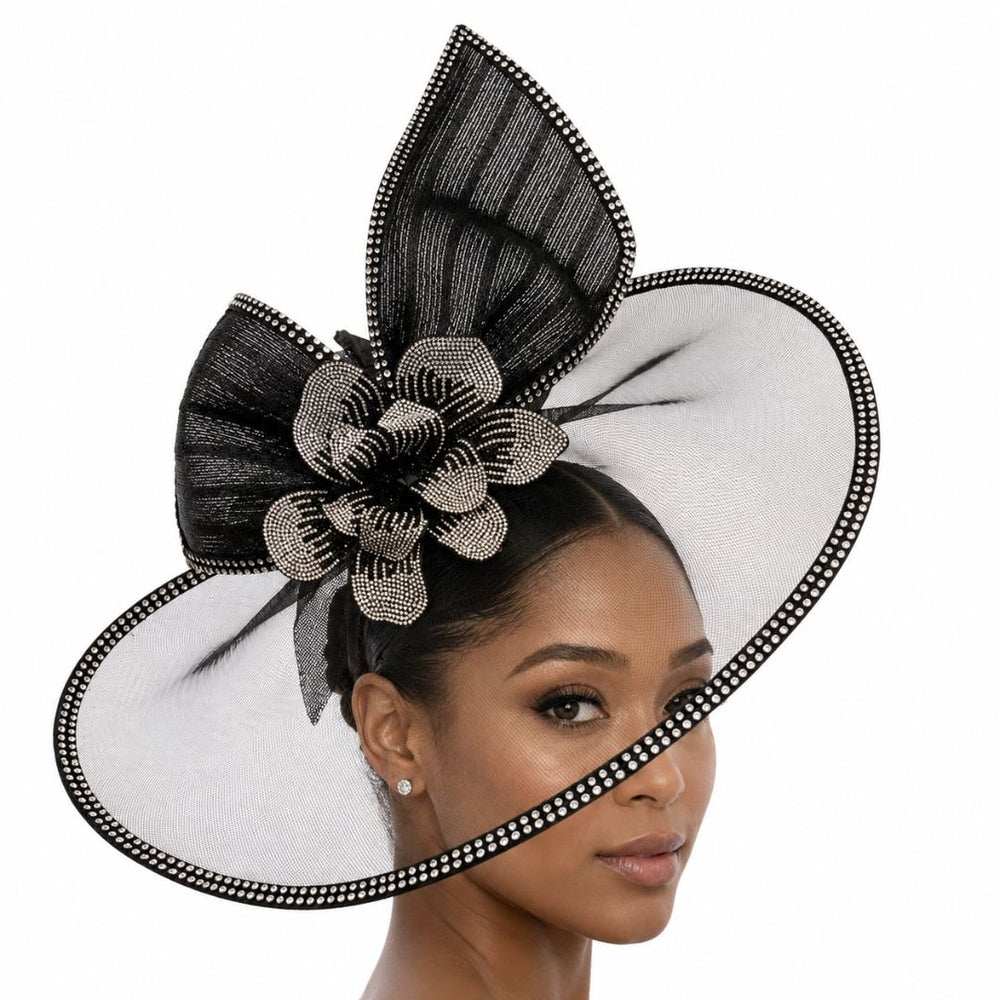 Whittall and Shon Archangel illusion pinwheel fascinator side profile | EY