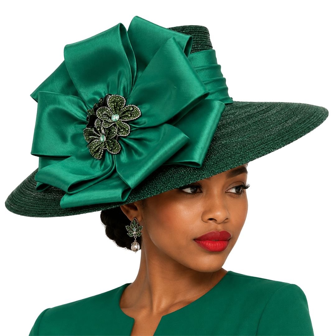 Carmen Wide Brim Satin Bow Church Hat - Whittall & Shon - Especially Yours