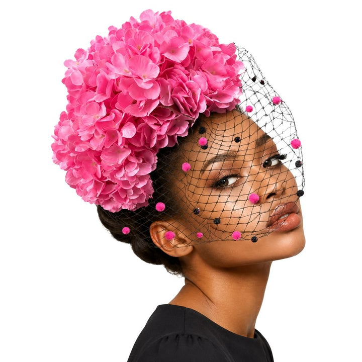 Retro Hydrangea Pompom Fascinator Church Hat - Whittall & Shon - Especially Yours