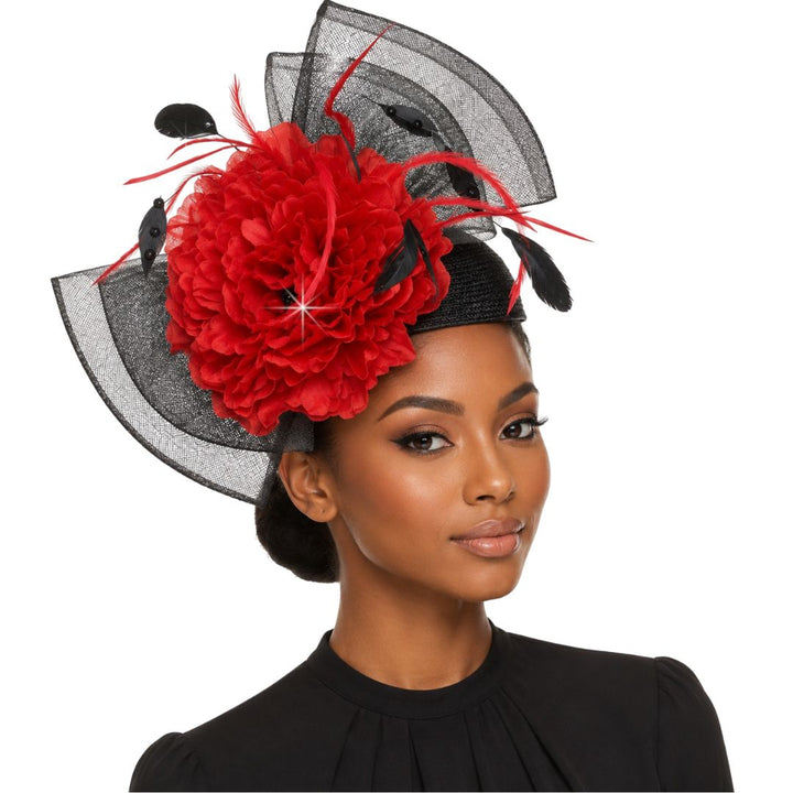 Poppy Red Peony Fascinator Church Hat - Whittall & Shon