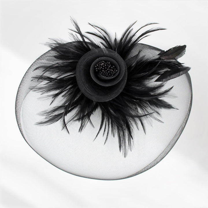 Feather Pearl Cluster Mesh Flower Fascinator / Headband - Especially Yours