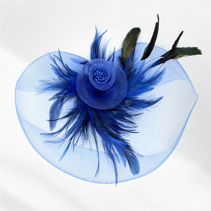 Feather Pearl Cluster Mesh Flower Fascinator / Headband - Especially Yours