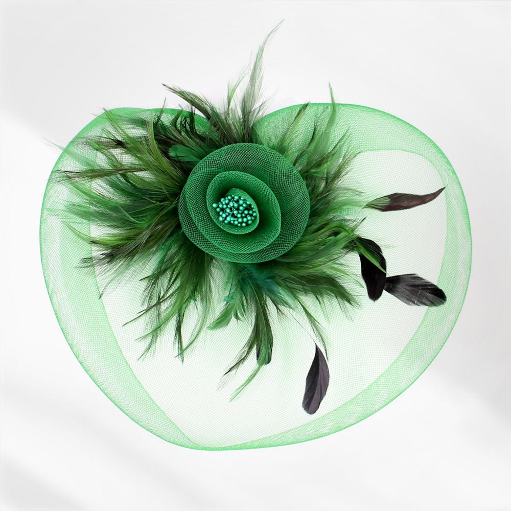 Feather Pearl Cluster Mesh Flower Fascinator / Headband - Especially Yours