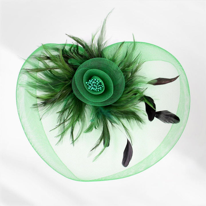 Feather Pearl Cluster Mesh Flower Fascinator / Headband - Especially Yours