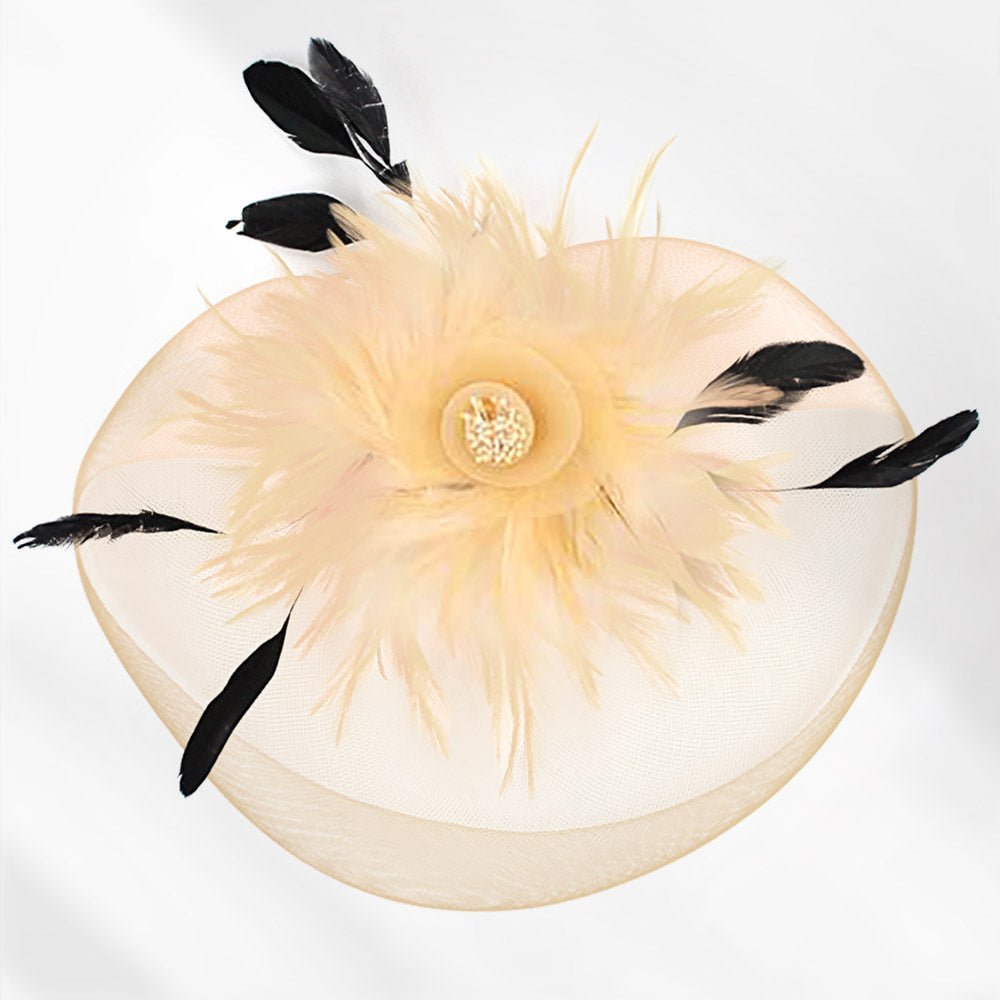 Feather Pearl Cluster Mesh Flower Fascinator / Headband - Especially Yours