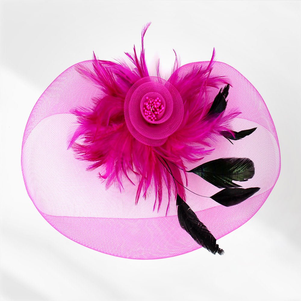 Feather Pearl Cluster Mesh Flower Fascinator / Headband - Especially Yours