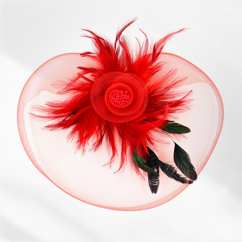 Feather Pearl Cluster Mesh Flower Fascinator / Headband - Especially Yours