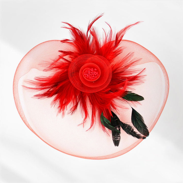 Feather Pearl Cluster Mesh Flower Fascinator / Headband - Especially Yours