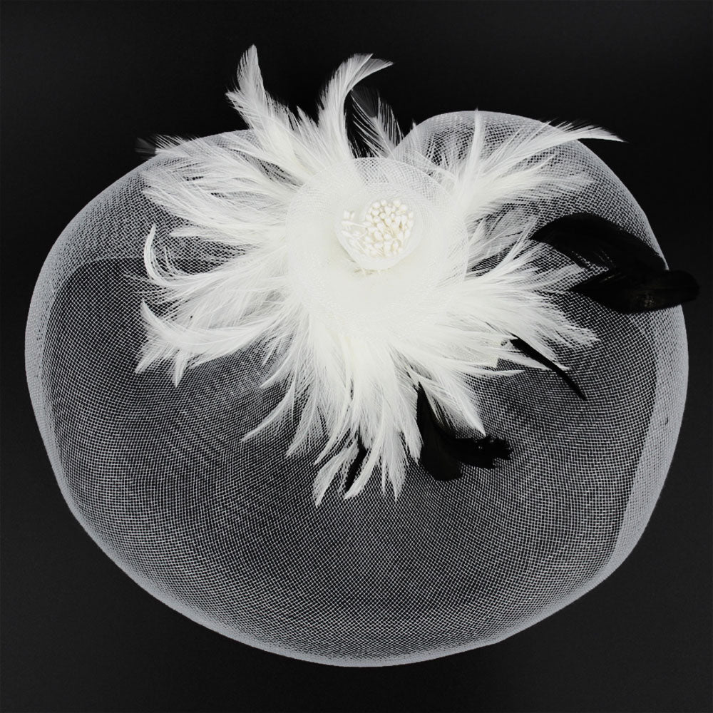 Feather Pearl Cluster Mesh Flower Fascinator / Headband - Especially Yours