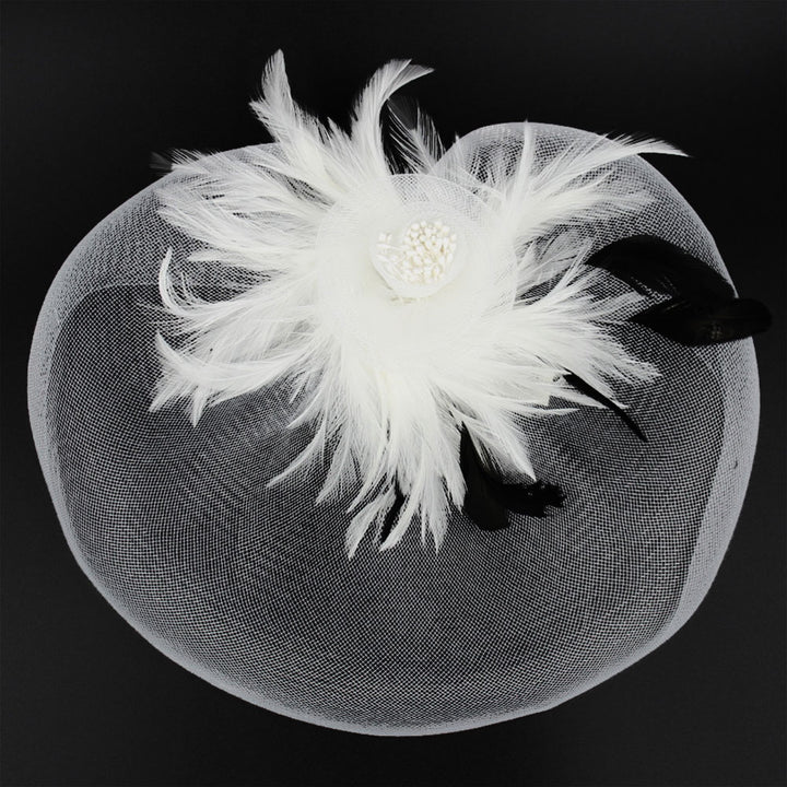 Feather Pearl Cluster Mesh Flower Fascinator / Headband - Especially Yours