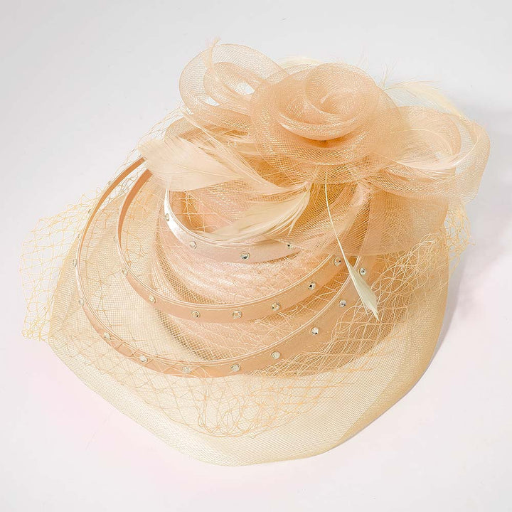 Mesh Flower Feather Pointed Fascinator / Dressy Hat - Especially Yours