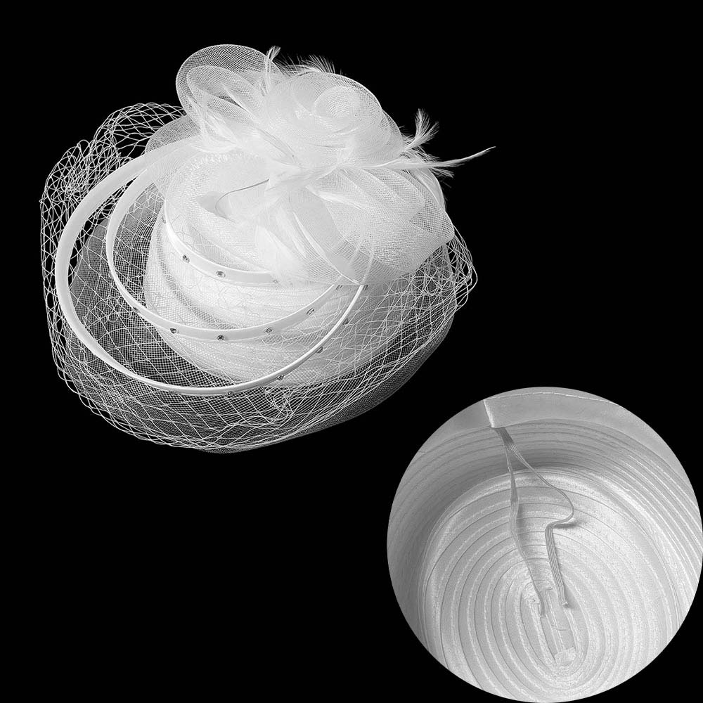 Mesh Flower Feather Pointed Fascinator / Dressy Hat - Especially Yours