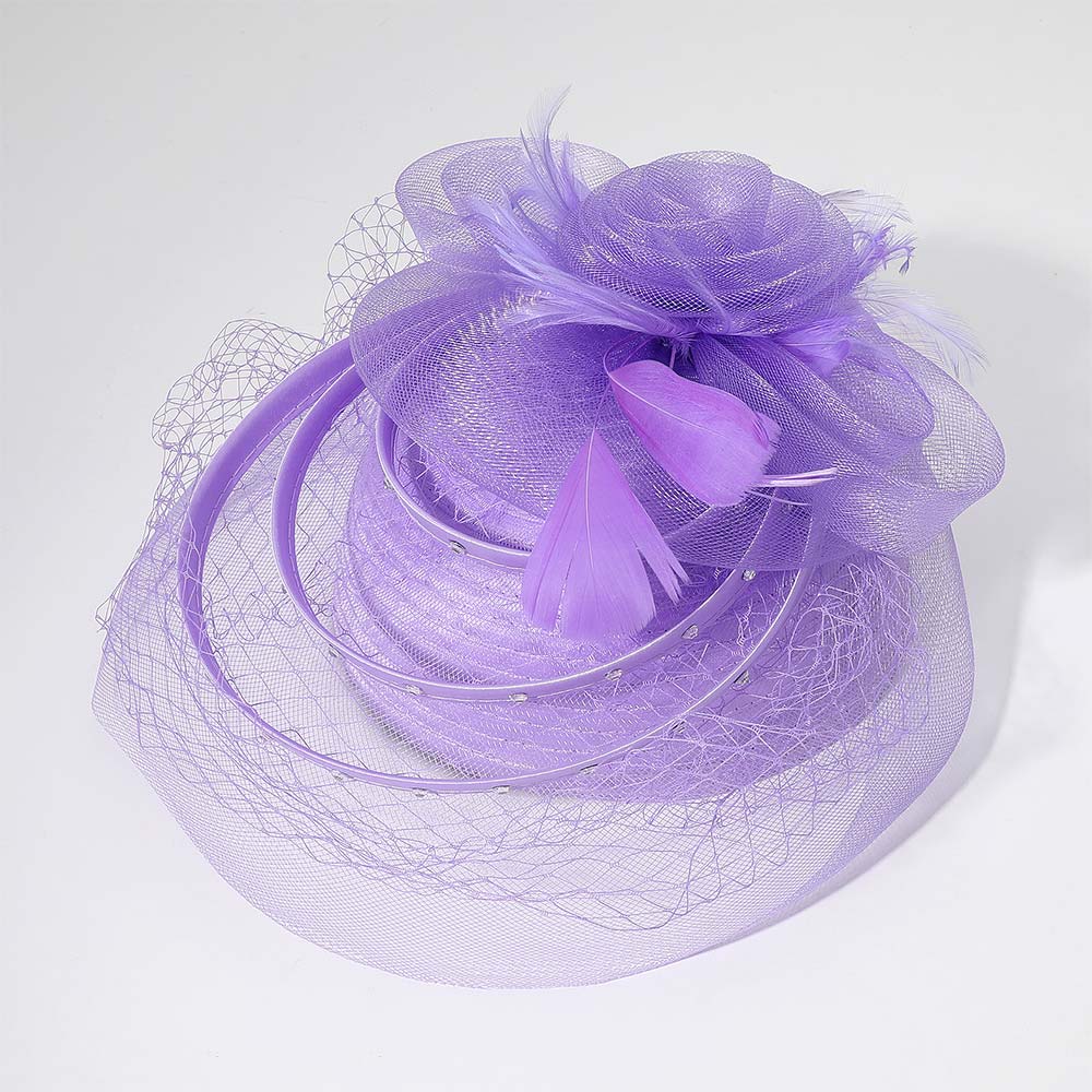 Mesh Flower Feather Pointed Fascinator / Dressy Hat - Especially Yours