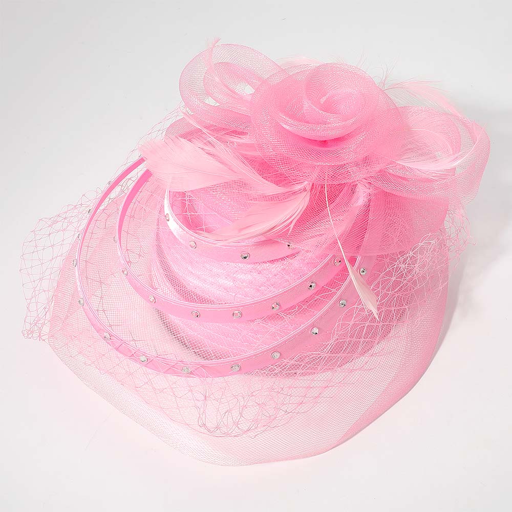 Mesh Flower Feather Pointed Fascinator / Dressy Hat - Especially Yours