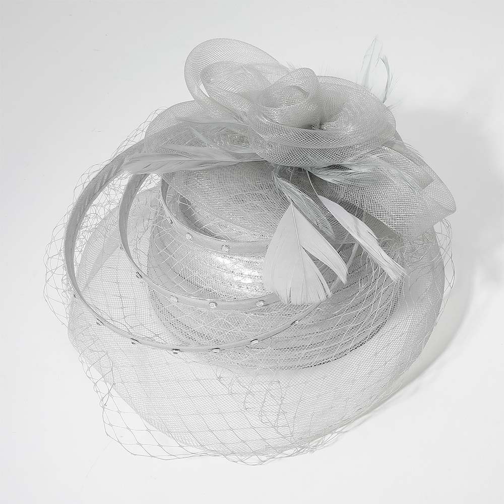 Mesh Flower Feather Pointed Fascinator / Dressy Hat - Especially Yours