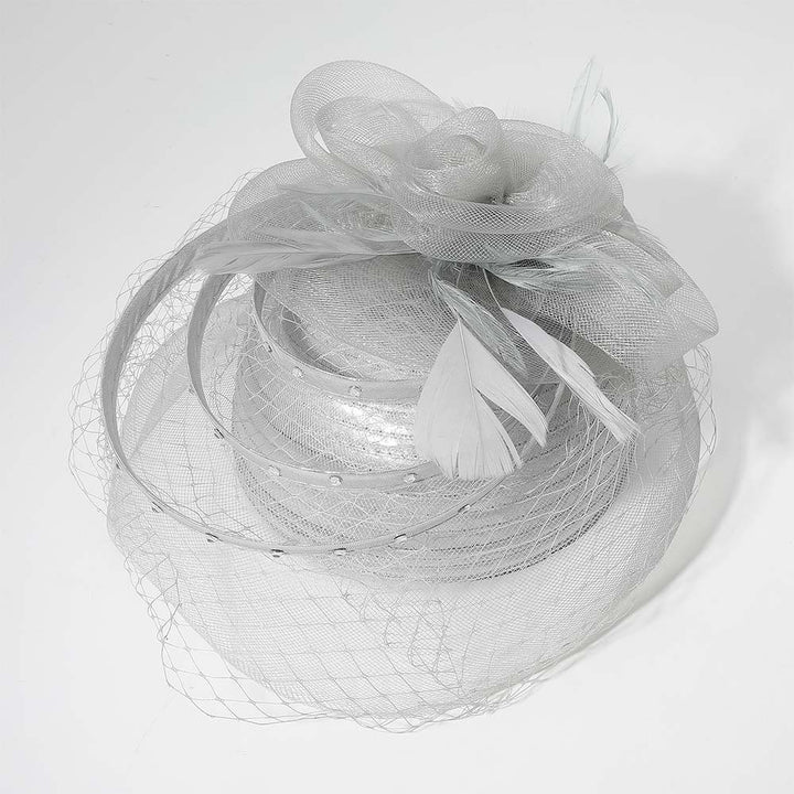 Mesh Flower Feather Pointed Fascinator / Dressy Hat - Especially Yours
