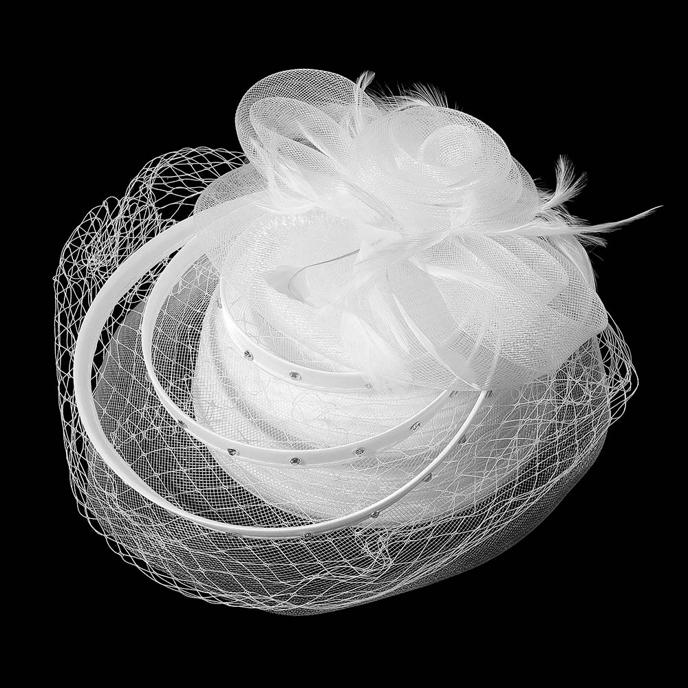 Mesh Flower Feather Pointed Fascinator / Dressy Hat - Especially Yours