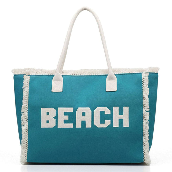 BEACH Message Embroidered Fringe Tote Beach Bag - Especially Yours