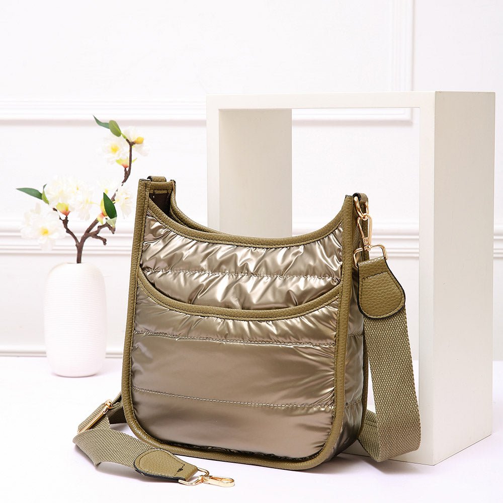 Solid Quilted Shiny Puffer Mini Crossbody Bag - Especially Yours