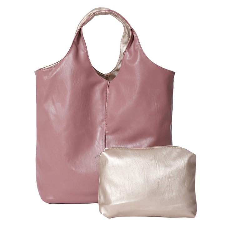 2PCS - Reversible Metallic Tote and Pouch Bags