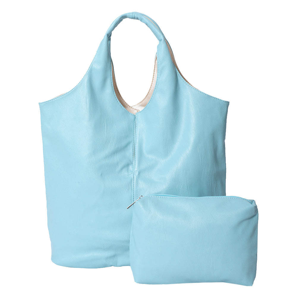 2PCS - Reversible Metallic Tote and Pouch Bags
