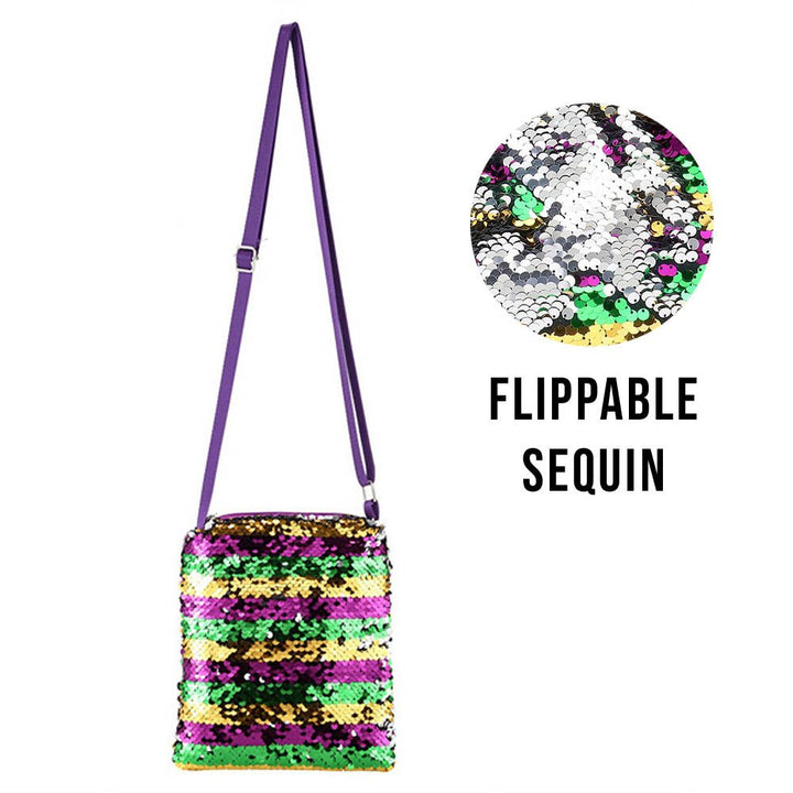 Mardi Gras Sequin Stripe Rectangle Crossbody Bag - Especially Yours