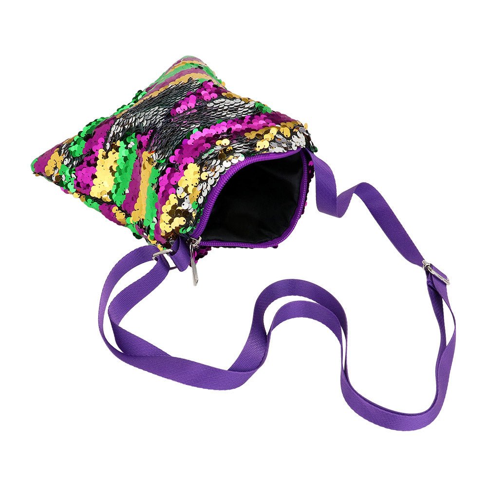 Mardi Gras Sequin Stripe Rectangle Crossbody Bag - Especially Yours