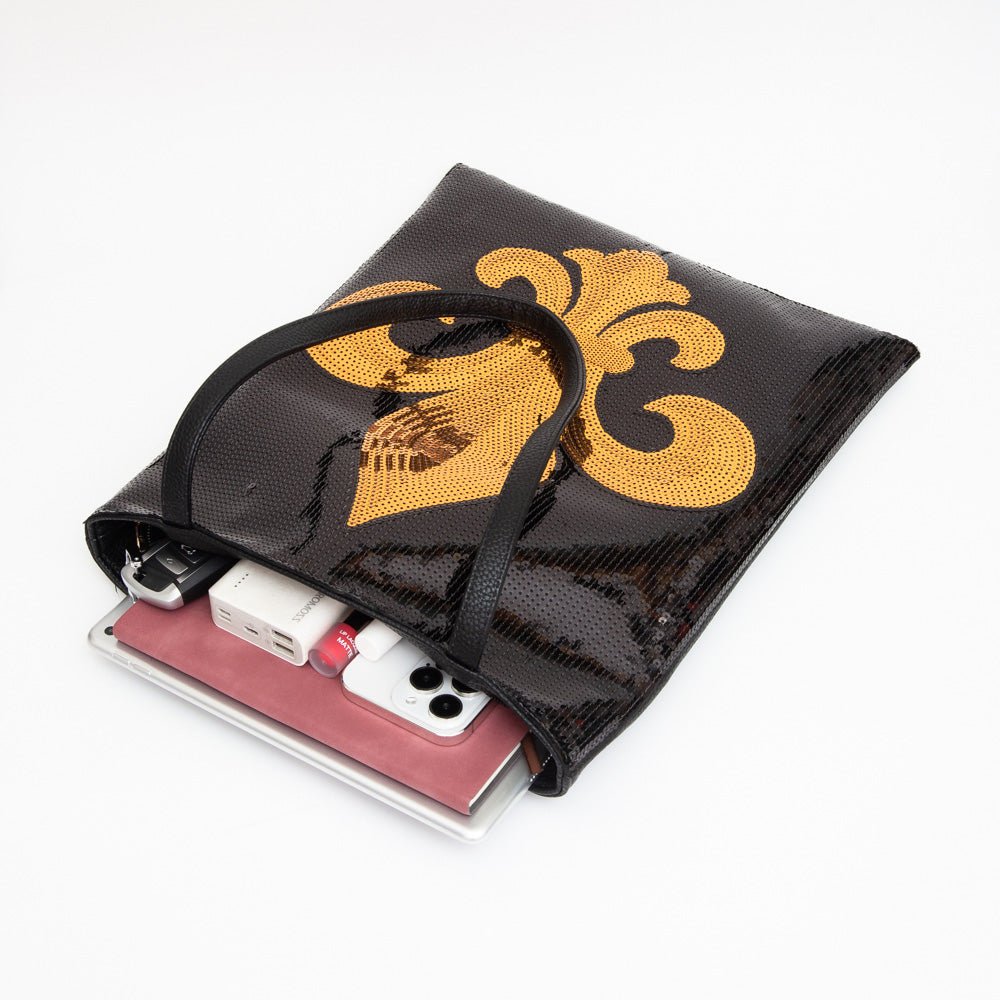 Fleur de Lis Sequin Front Tote Bag - Especially Yours