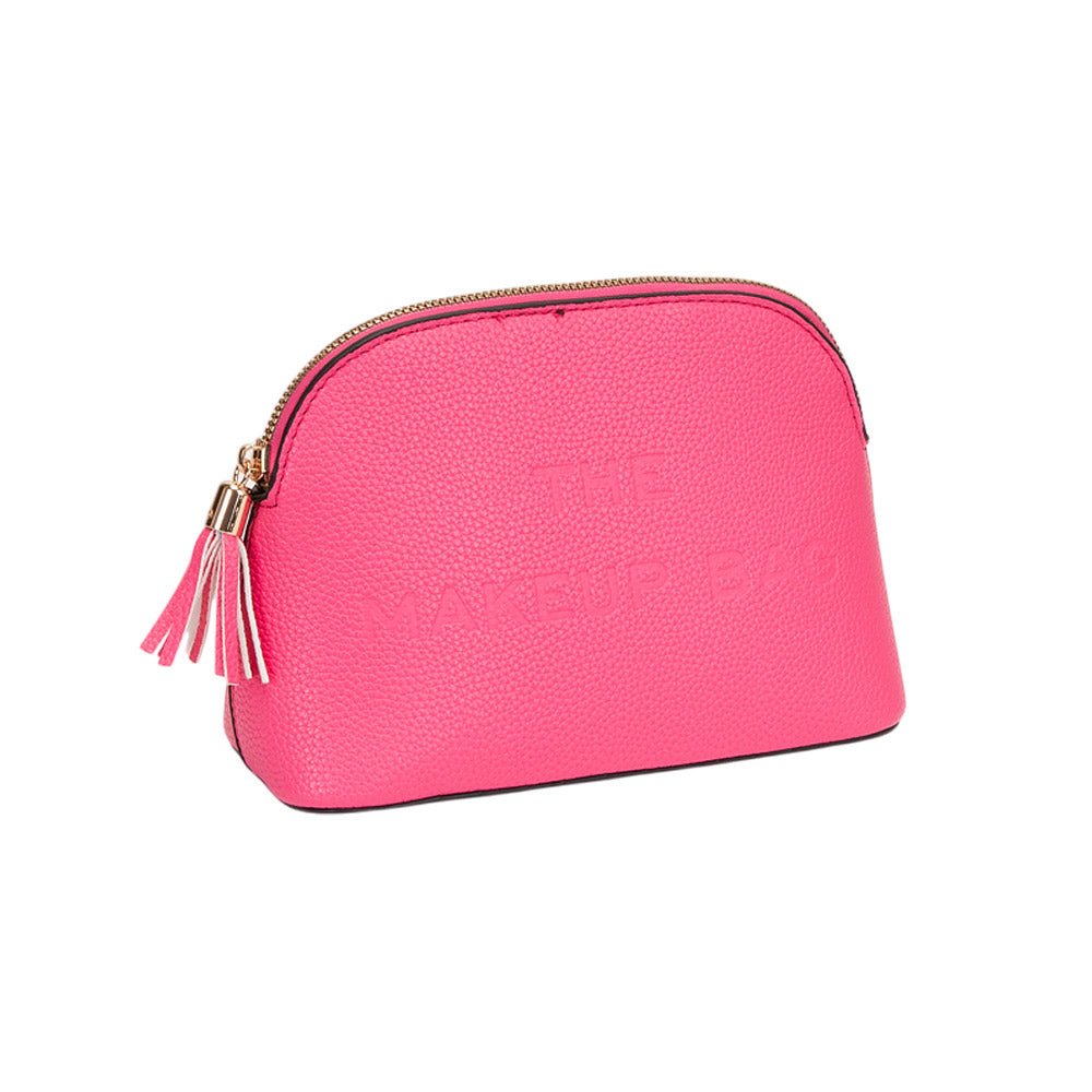 Faux Leather Tassel Zip Around Makeup Pouch Bag - Especially Yours