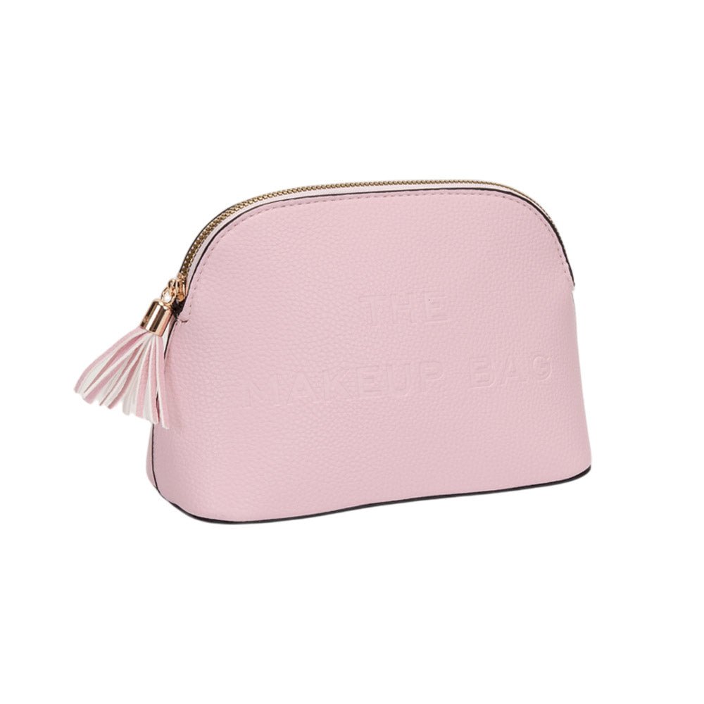 Faux Leather Tassel Zip Around Makeup Pouch Bag - Especially Yours