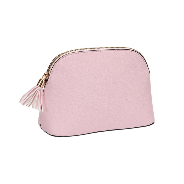Faux Leather Tassel Zip Around Makeup Pouch Bag - Especially Yours