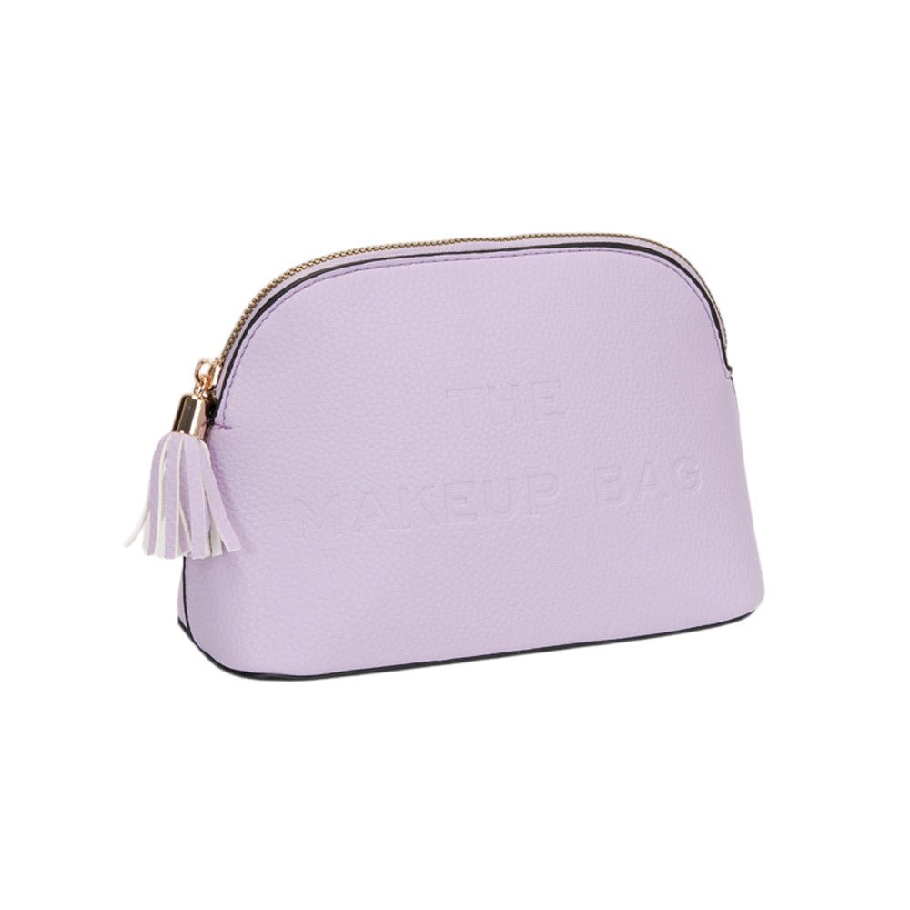 Faux Leather Tassel Zip Around Makeup Pouch Bag - Especially Yours
