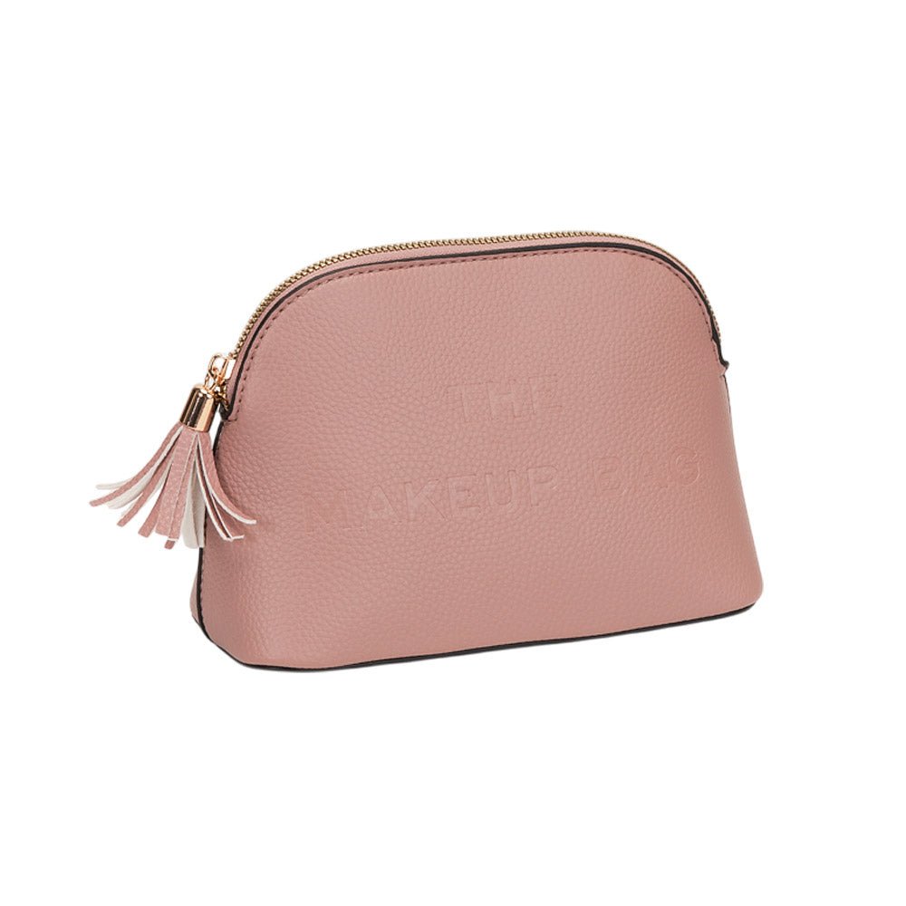Faux Leather Tassel Zip Around Makeup Pouch Bag - Especially Yours