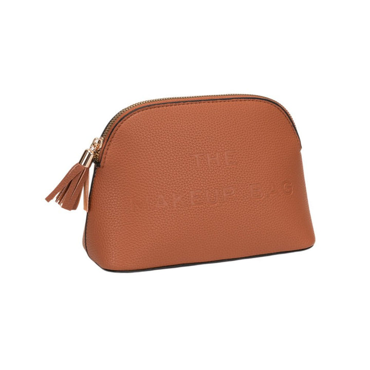 Faux Leather Tassel Zip Around Makeup Pouch Bag - Especially Yours