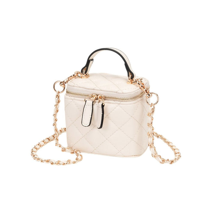 Faux Leather Quilted Top Handle Mini Vanity Box Crossbody Bag - Especially Yours