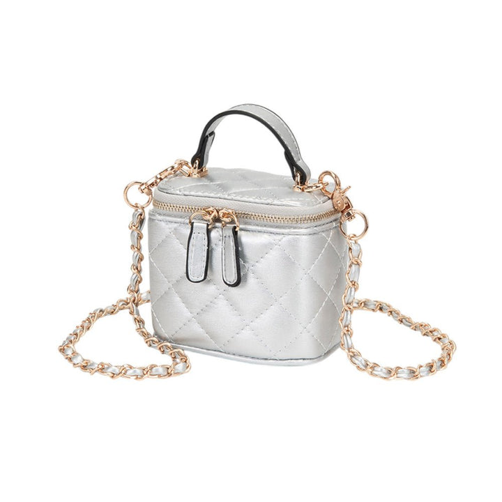 Faux Leather Quilted Top Handle Mini Vanity Box Crossbody Bag - Especially Yours