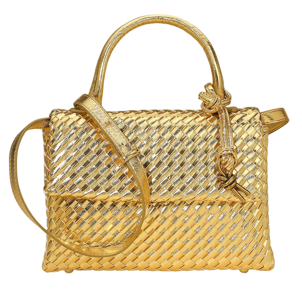 Faux Leather Woven Structured Top Handle Handbag Crossbody Bag - Especially Yours