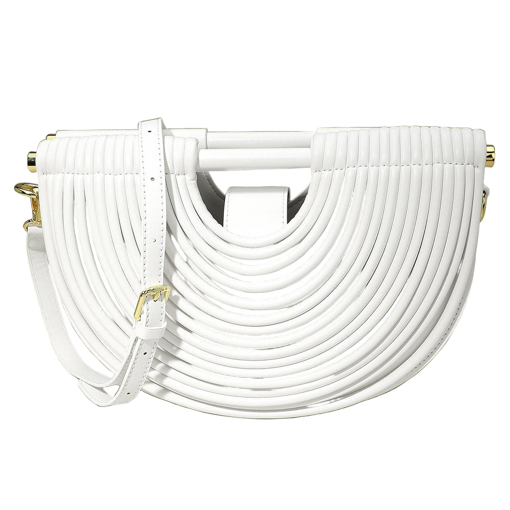 Faux Leather Unique Half Moon Structured Handbag Crossbody Bag - Especially Yours