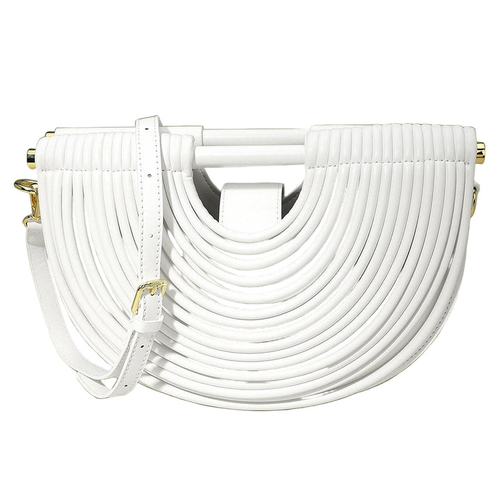 Faux Leather Unique Half Moon Structured Handbag Crossbody Bag - Especially Yours