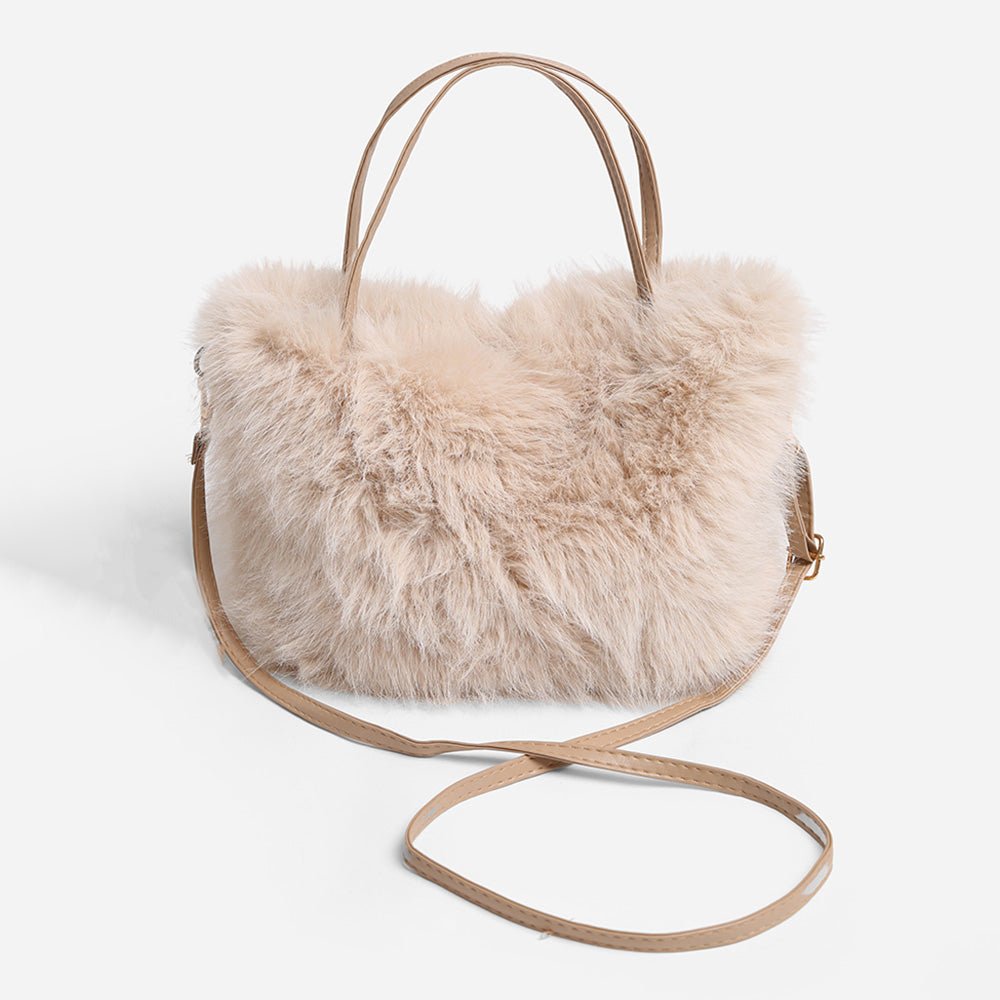 Solid Faux Fur Mini Handbag Crossbody Bag - Especially Yours