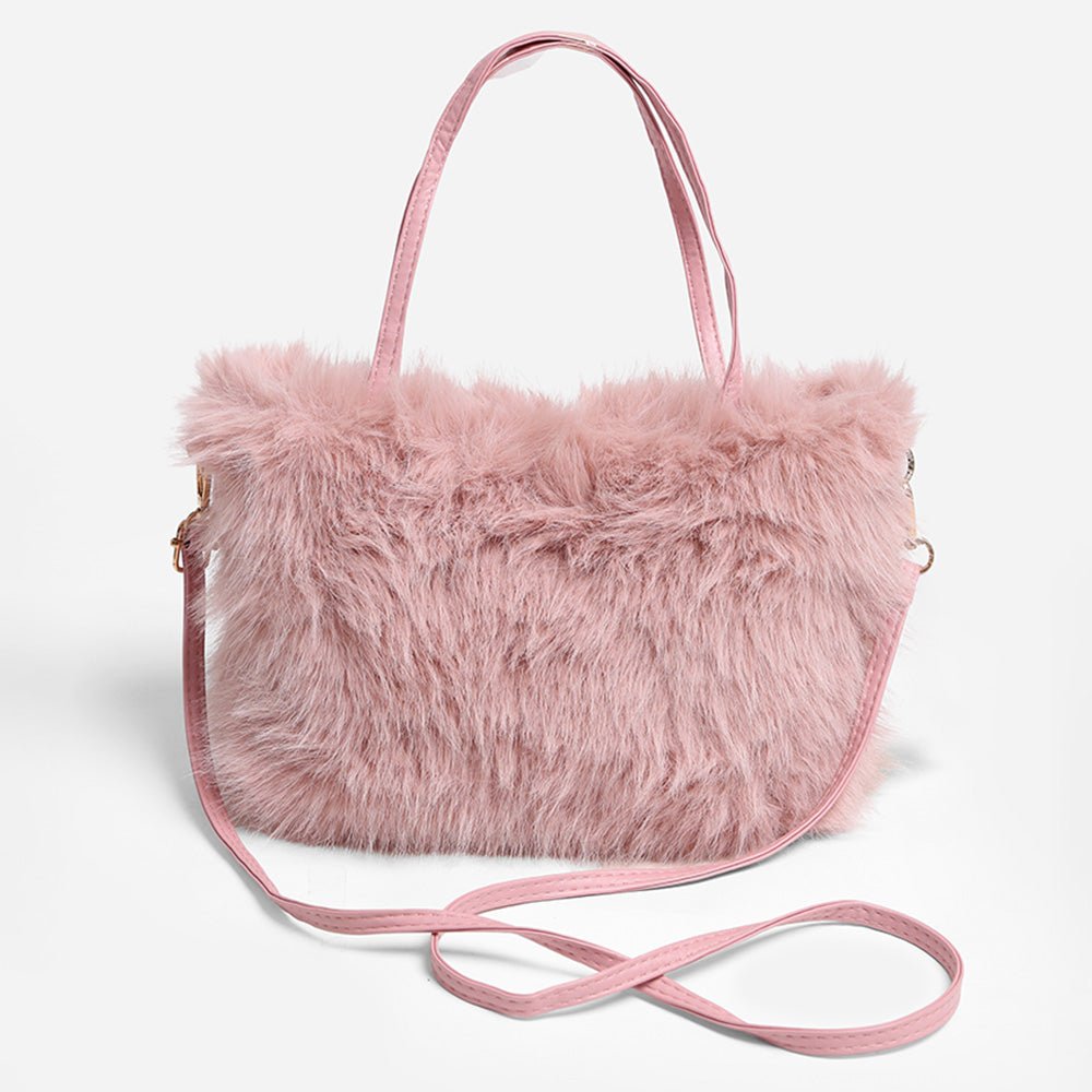 Solid Faux Fur Mini Handbag Crossbody Bag - Especially Yours
