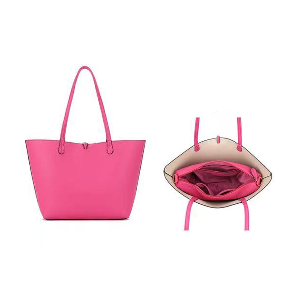 2PCS - Faux Leather Reversible Tote Crossbody Handbag Set